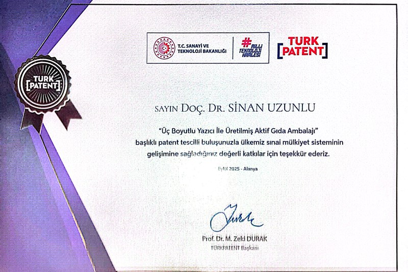 Bölümümüzde Patent Başarısı Bölümümüzde Patent Başarısı